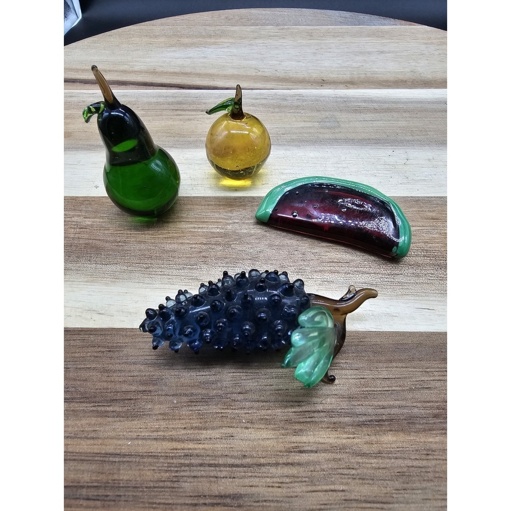 Vintage Mini Murano Style Art Glass Hand-Blown Fruit Lot of 4